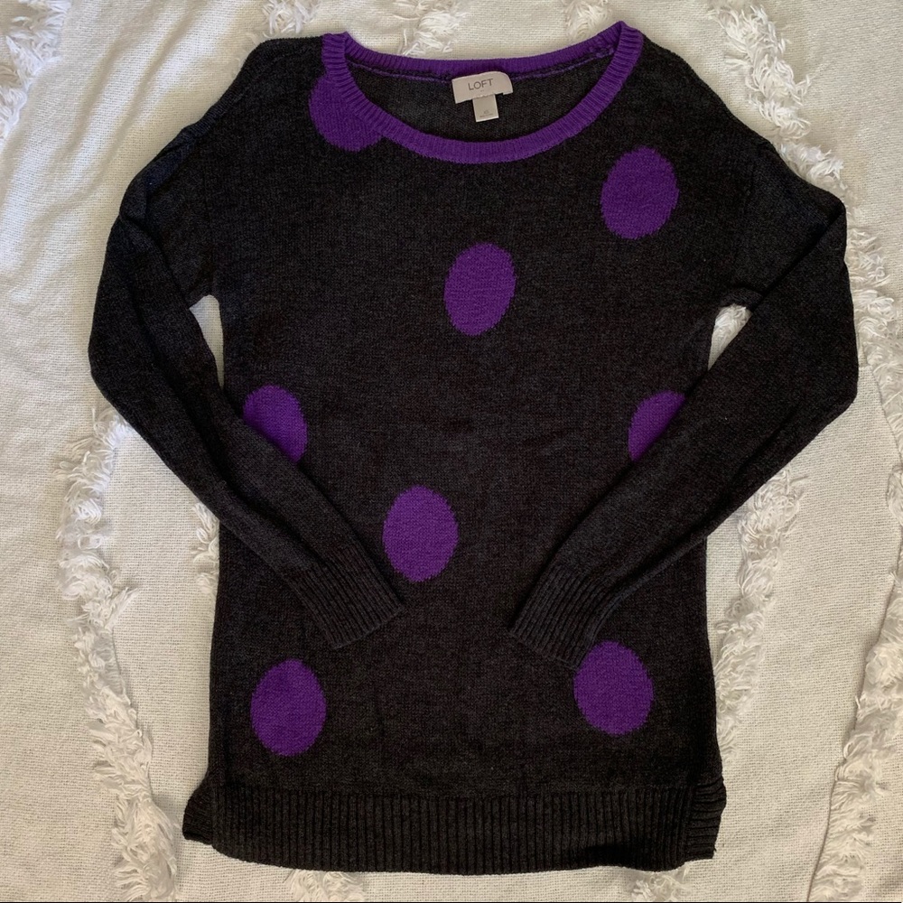 Loft Charcoal & Purple Sweater - Size Small